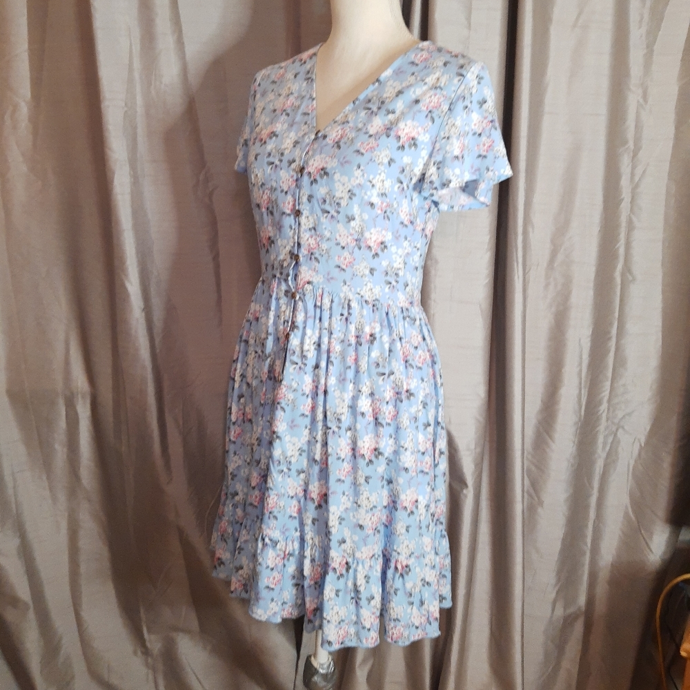 Joe Browns baby blue floral ditsy tea dress UK 8 Coquette - Picture 1 of 10